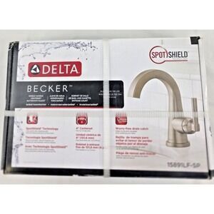 Delta Becker 15891LF-SP SpotShield Brushed Nickel Bathroom Faucet w/ Drain NIB